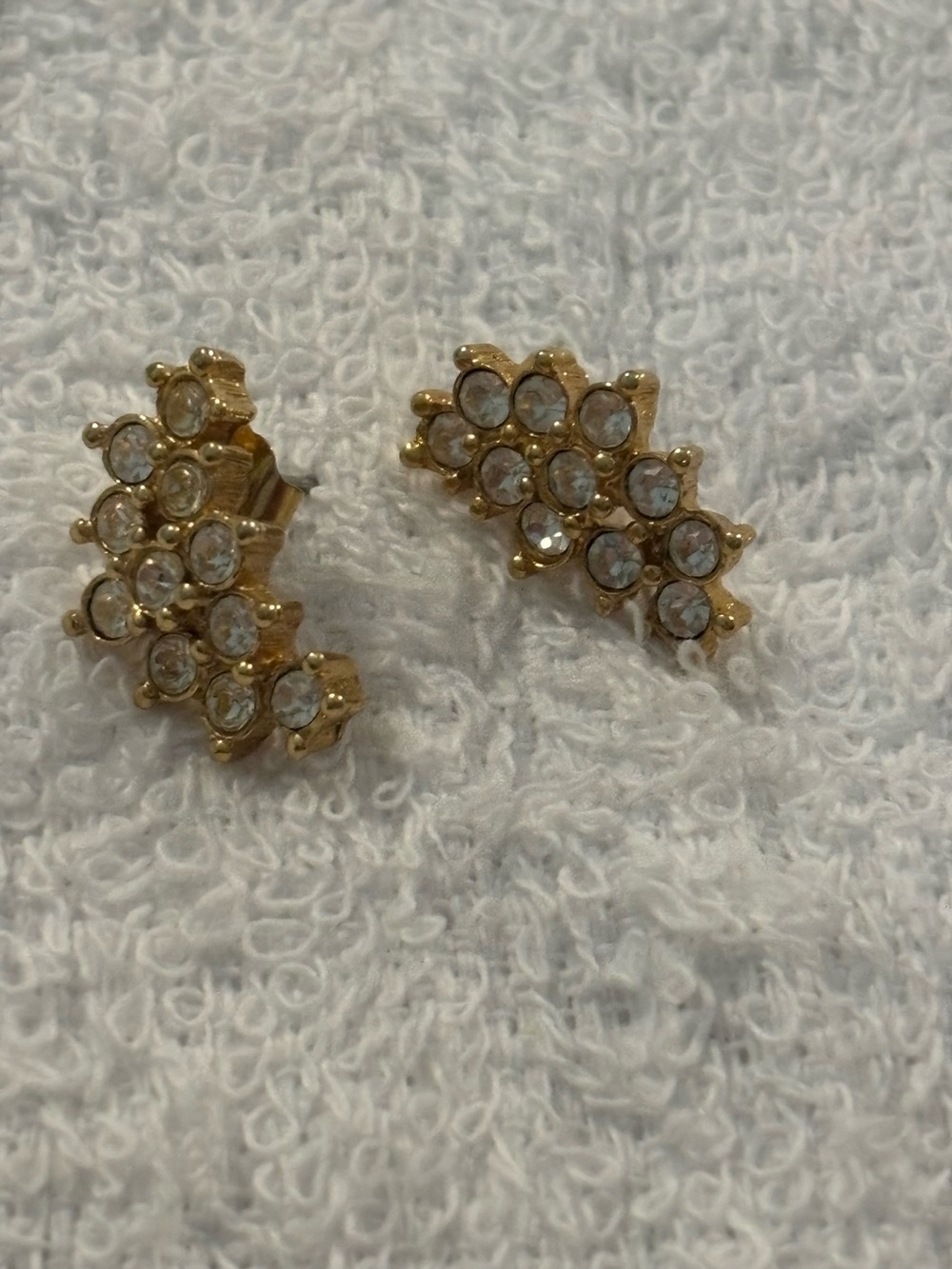Vintage 80s Avon Gold Tone Rhinestone Crescent Cocktail Earrings